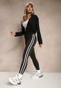 Czarne Legginsy High Waist z Push-Upem z Elastycznego Materiału z Lampasami Ateria