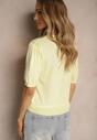 Żółta Dzianinowa Bluzka z Wiskozą z Lekkimi Bufkami w Ramionach Afevia