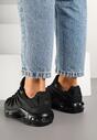 Czarne Buty Sportowe Sneakersy z Tłoczoną Cholewką Calzivis
