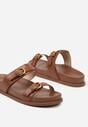 Brązowe Klapki z Dwoma Paskami i Klamrami Tatereia