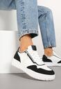 Biało-Czarne Sneakersy przed Kostkę z Perforacją i Suwakiem na Cholewce Valinorti
