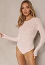 Różowe Body Longsleeve z Wiskozą w Panterkę Noeilia