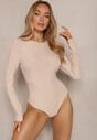 Jasnobeżowe Klasyczne Body Typu Longsleeve z Wiskozą Elezeria