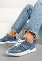 Ciemnoniebieskie Sneakersy na Grubej Podeszwie Zdobione Przetarciami Ninilitia