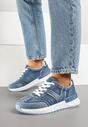 Ciemnoniebieskie Sneakersy na Grubej Podeszwie Zdobione Przetarciami Ninilitia
