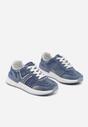 Ciemnoniebieskie Sneakersy na Grubej Podeszwie Zdobione Przetarciami Ninilitia