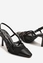 Czarne Czółenka na Szpilce Typu Slingback z Siateczkową Cholewką Asdexia