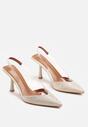 Złote Sandały Slingback na Obcasie z Przezroczystą Wstawką i Cyrkoniami Senoreth