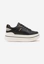 Czarne Sneakersy z Brokatem na Platformie Larinea