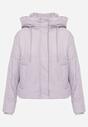 Jasnofioletowa Kurtka z Szerokim Pikowaniem i Nieodpinanym Kapturem Ninilira
