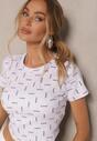 Jasnoszary T-shirt z Bawełny Ozdobiony Brokatem Olindara