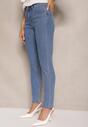 Niebieskie Jeansy High Waist Regular z Bawełną Elisira