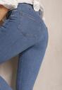 Niebieskie Jeansy High Waist Regular z Bawełną Elisira