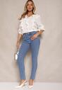 Niebieskie Jeansy High Waist Regular z Bawełną Elisira