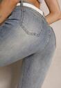 Niebieskie Jeansy z Bawełną High Waist o Kroju Dzwonów Tommea