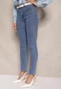 Niebieskie Jeansy z Bawełną High Waist Hreadia
