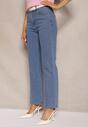 Niebieskie Jeansy High Waist o Szerokim Kroju Dalliris