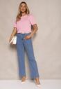 Niebieskie Jeansy High Waist o Szerokim Kroju Dalliris