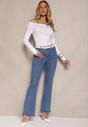 Niebieskie Jeansy z Bawełną High Waist o Fasonie Dzwonów Celinsse