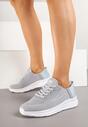 Szaro-Niebieskie Buty Sportowe Sneakersy z Ozdobnym Tłoczeniem i Napisami Nolnelia