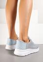 Szaro-Niebieskie Buty Sportowe Sneakersy z Ozdobnym Tłoczeniem i Napisami Nolnelia