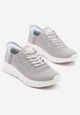 Szaro-Niebieskie Buty Sportowe Sneakersy z Ozdobnym Tłoczeniem i Napisami Nolnelia