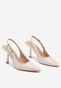 Jasnobeżowe Sandały Szpilki Typu Slingback Elanista