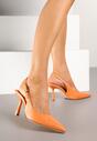 Pomarańczowe Sandały Szpilki Typu Slingback Elanista