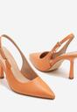 Pomarańczowe Sandały Szpilki Typu Slingback Elanista