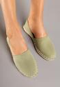 Zielone Espadryle  Ozdobione Wyciętą Cholewką i Plecionką Wommea
