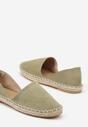 Zielone Espadryle  Ozdobione Wyciętą Cholewką i Plecionką Wommea