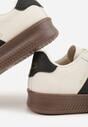 Beżowo-Czarne Sneakersy Sportowe VICES z Ozdobnymi Paskami i Przeszyciami Wenilan