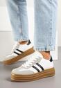 Biało-Czarne Sneakersy w Stylu Tenisówki z Paskami Hirnelia