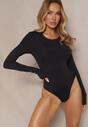 Czarne Body Typu Longsleeve o Dopasowanym Kroju Fiterta