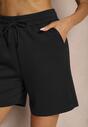 Czarne Dresowe Szorty z Wiskozą Bermudy High Waist Setallira