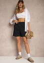 Czarne Dresowe Szorty z Wiskozą Bermudy High Waist Setallira