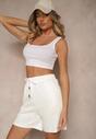Białe Dresowe Szorty z Wiskozą Bermudy High Waist Setallira