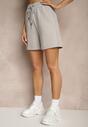 Szare Dresowe Szorty z Wiskozą Bermudy High Waist Setallira