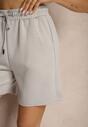 Szare Dresowe Szorty z Wiskozą Bermudy High Waist Setallira