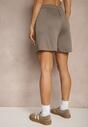 Brązowe Dresowe Szorty z Wiskozą Bermudy High Waist Setallira