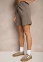 Brązowe Dresowe Szorty z Wiskozą Bermudy High Waist Setallira