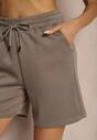 Brązowe Dresowe Szorty z Wiskozą Bermudy High Waist Setallira