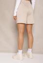 Beżowe Dresowe Szorty z Wiskozą Bermudy High Waist Setallira