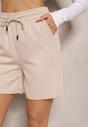 Beżowe Dresowe Szorty z Wiskozą Bermudy High Waist Setallira