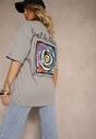Szary T-shirt Koszulka z Bawełny Ozdobiona Nadrukiem i Napisem Just Be There Felena