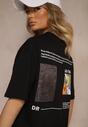 Czarna T-shirt Koszulka  Bawełniana z Nadrukiem Berriana
