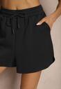 Czarne Szorty High Waist Dresowe Lianin