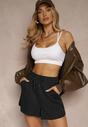 Czarne Szorty High Waist Dresowe Lianin