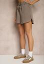 Brązowe Szorty High Waist Dresowe Lianin