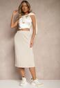 Beżowa Ołówkowa Spódnica High Waist Velzia